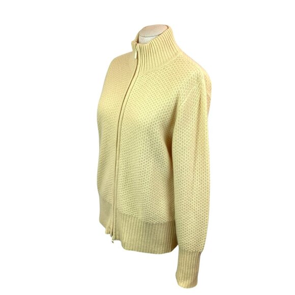 Marshall Fields Cashmere Full Zip Cardigan Sweater Womens Large Yellow - Picture 4 of 10